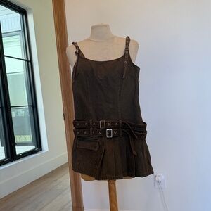 Lioness Brown Denim Biker Dress